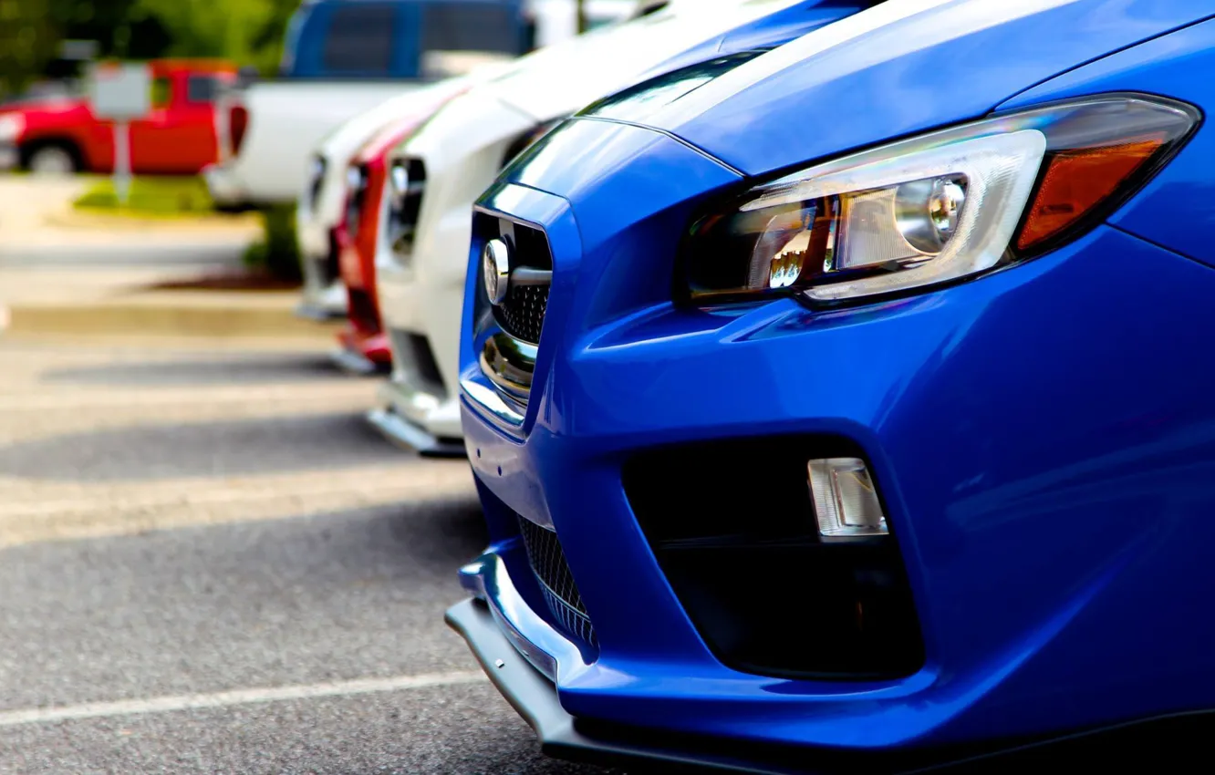 Фото обои Subaru, red, white, blue, wrx, sti, сти, 2014