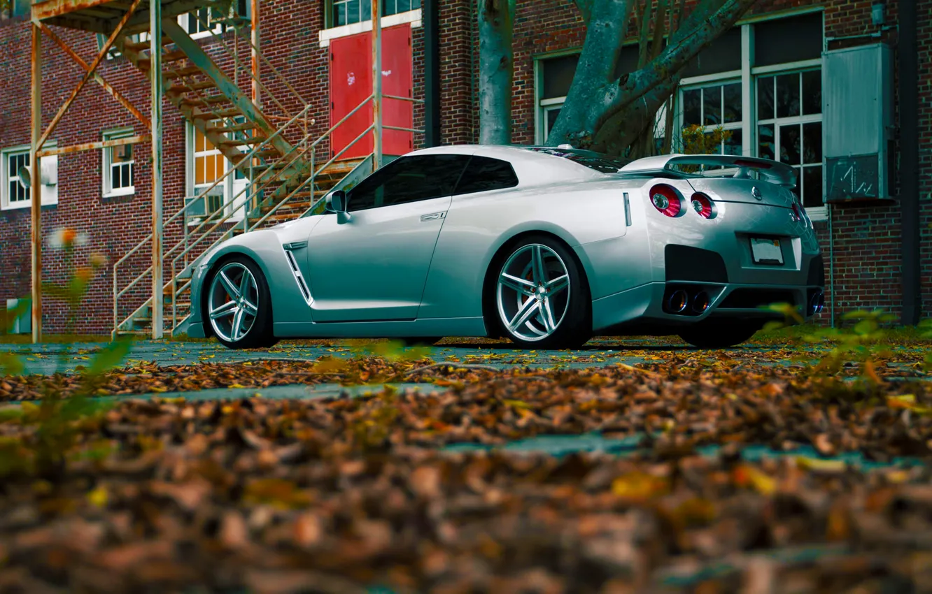 Фото обои GTR, Nissan, Color, R35, Vossen, Silver, Wheels, Rear