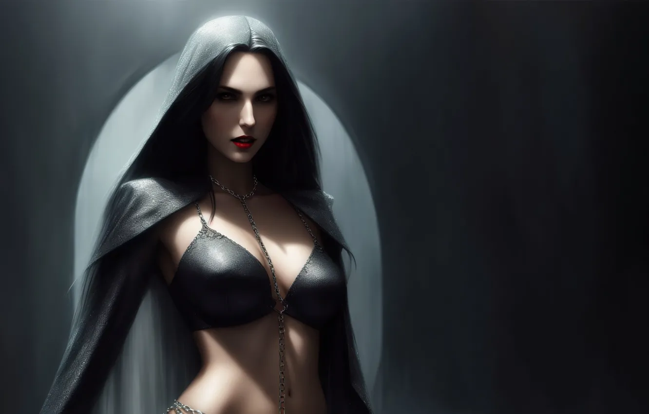 Фото обои girl, fantasy, art, vampire, digital art, fantasy art, Painting, fantasy girl