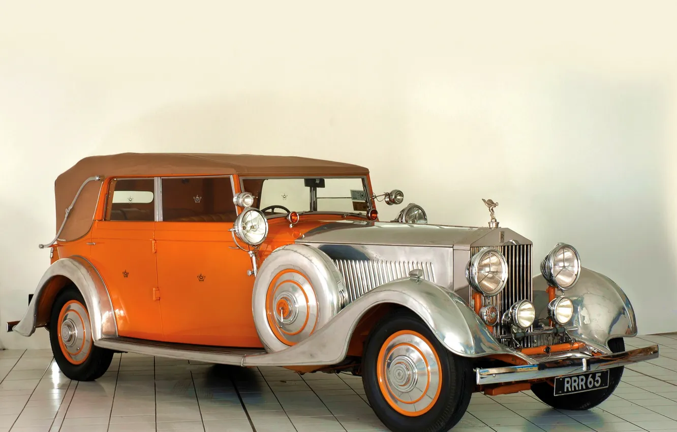 Фото обои Rolls-Royce, Orange, Car, Classic, Headlights, Luxury Classic Car, RRR 65