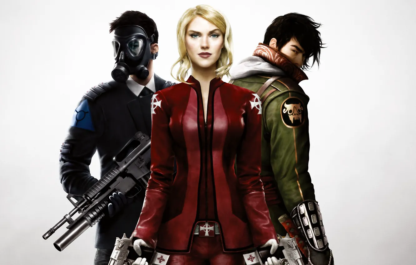Фото обои девушка, оружие, парень, трио, The Secret World