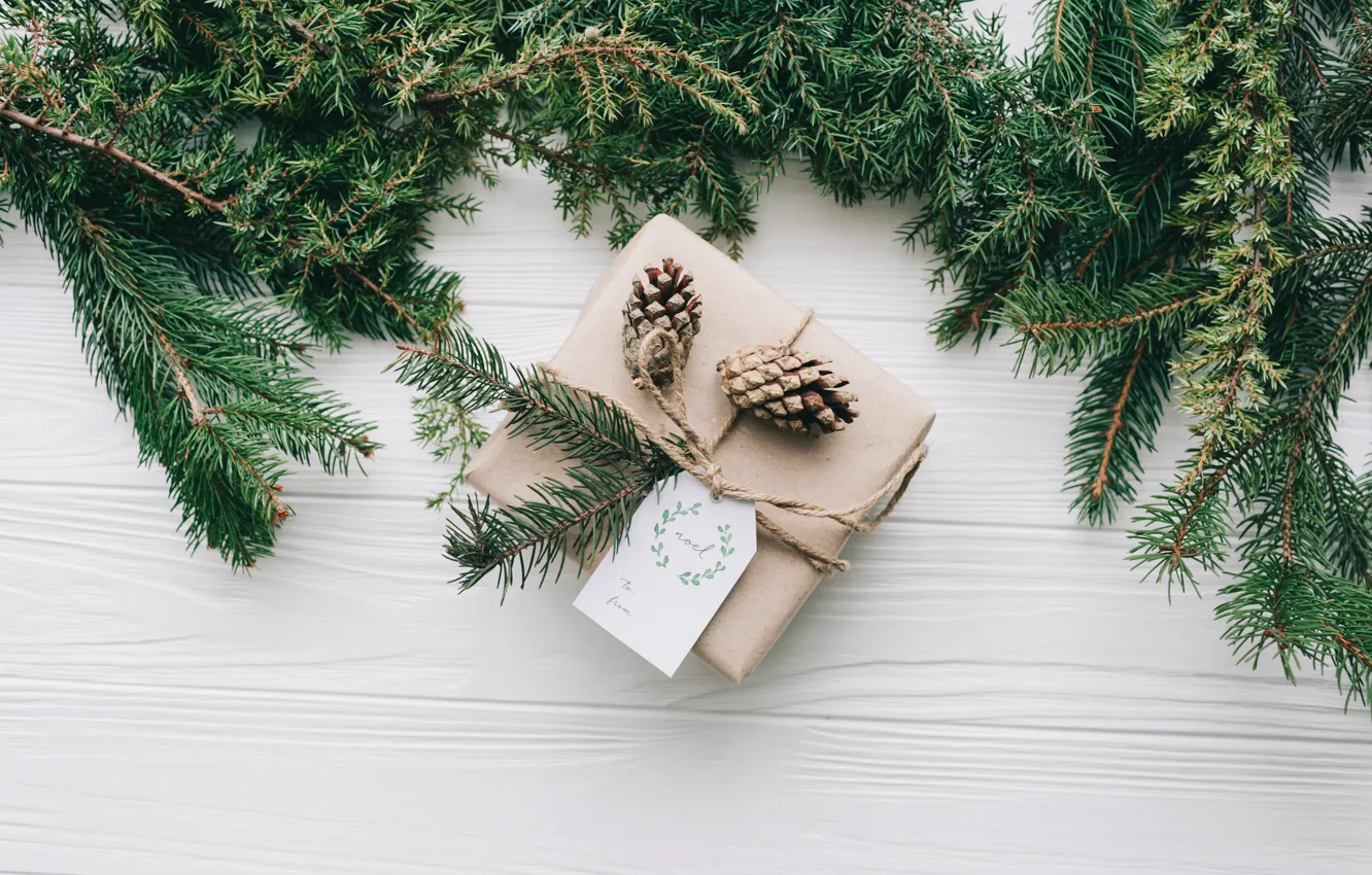 Фото обои украшения, подарок, Новый Год, Рождество, Christmas, wood, New Year, gift