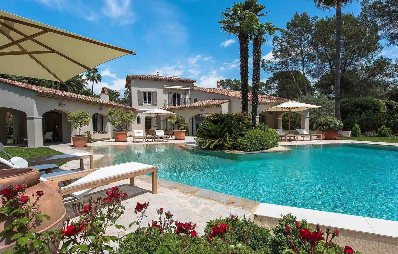 Фото обои Франция, вилла, бассейн, архитектура, терраса, Provence-Alpes-Côte d'Azur, Antibes, Mougins
