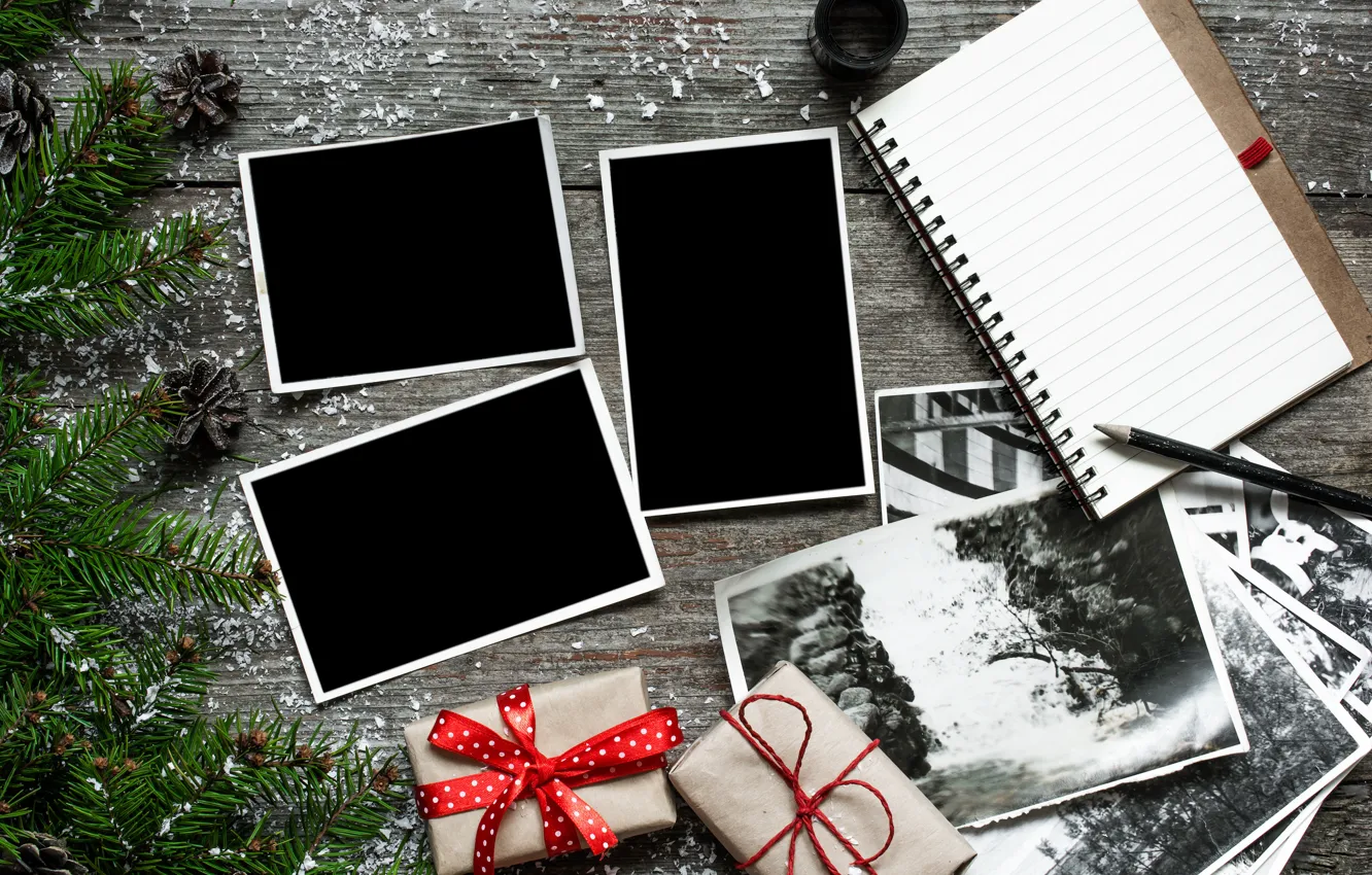Фото обои фото, елка, камера, Новый Год, Рождество, подарки, Christmas, vintage