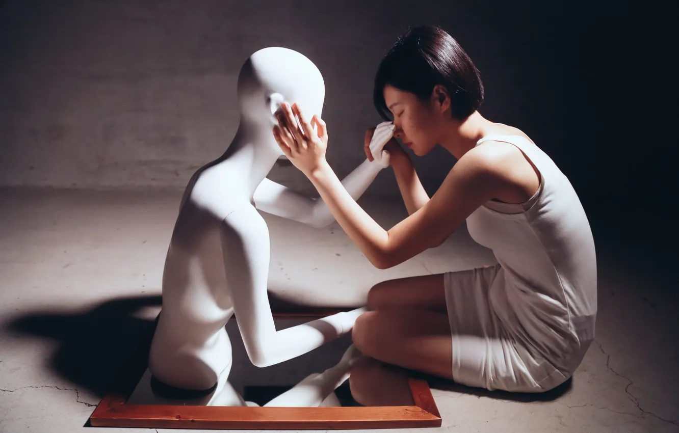 Фото обои девушка, настроение, манекен