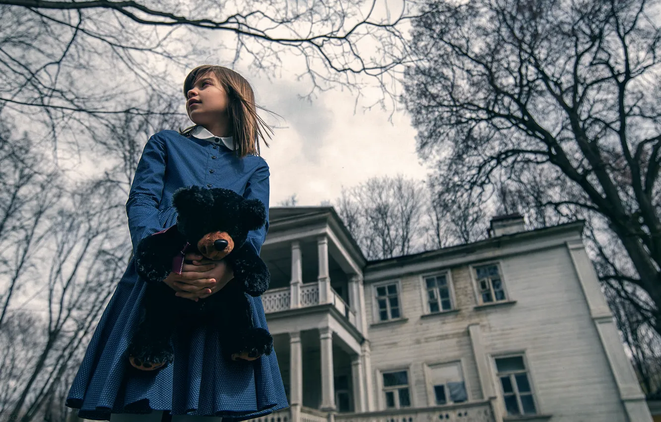 Фото обои дом, мишка, девочка, Maxim Guselnikov, The Amityville Horror