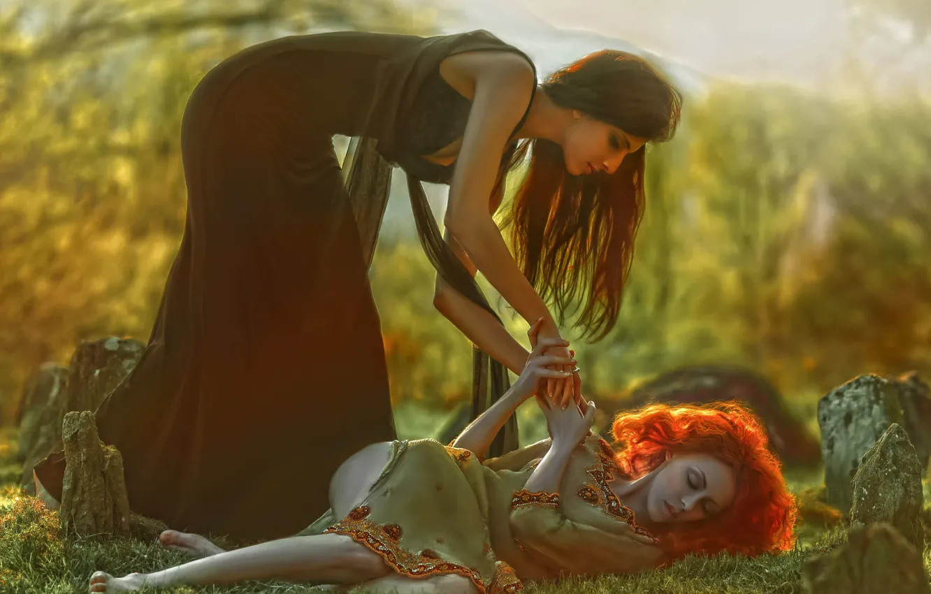 Фото обои фантазия, девушки, арт, Agnieszka Lorek, Louise Vattenfall, Save me, Andrea Model