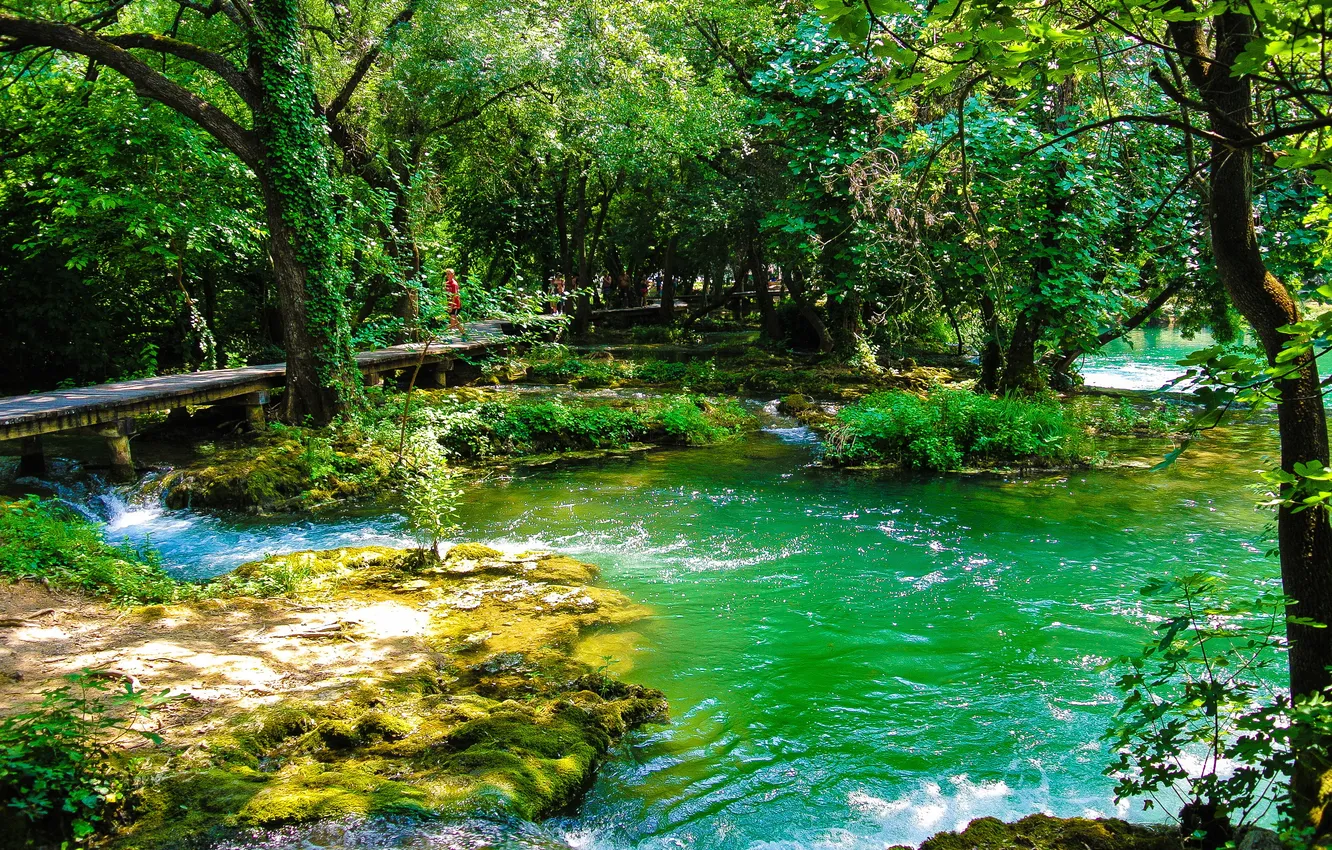 Фото обои природа, парк, река, фото, Хорватия, Krka