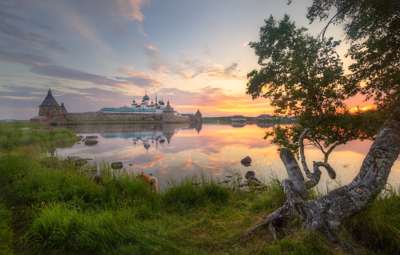 Фото обои пейзаж, природа, утро, Карелия, Соловки, Соловецкий монастырь, Гордеев Эдуард, Эдуард Гордеев