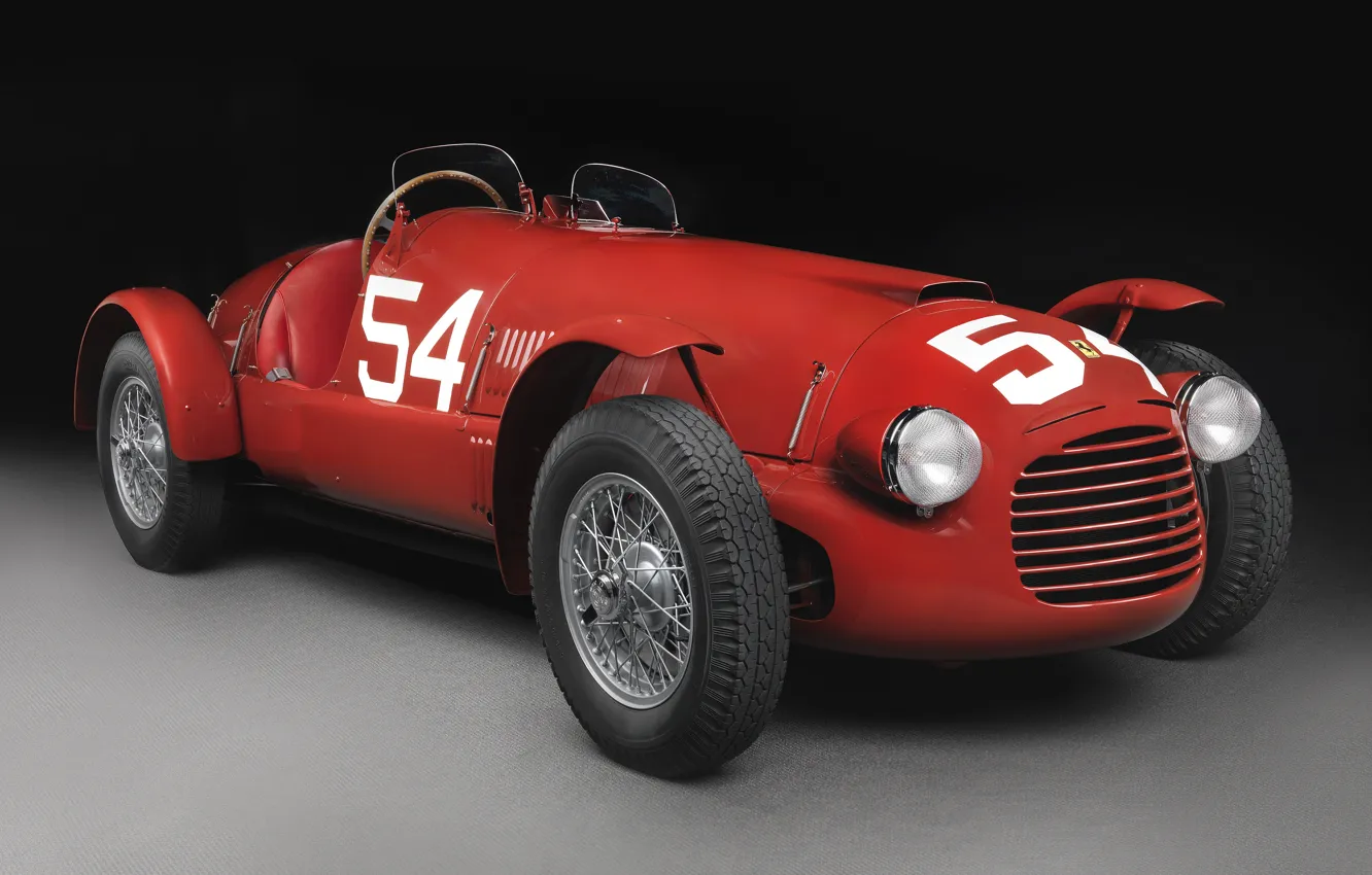 Фото обои Спицы, Ferrari, Фары, Classic, 1947, Classic car, Sports car, Радиаторная Решетка