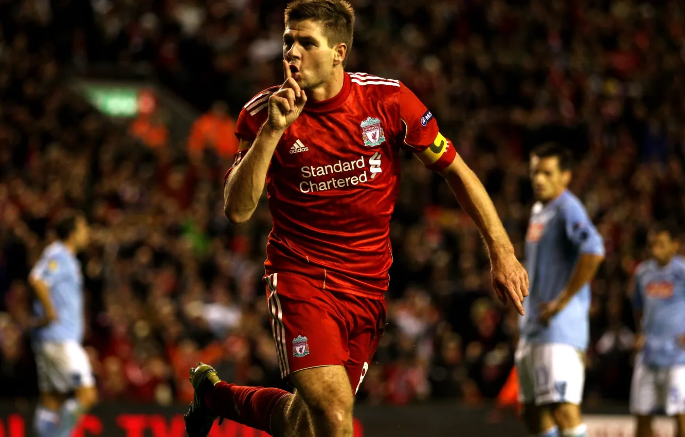 Обои gerrard, liverpool, легенда ливерпуля дядя вася, енфилд роад на ...