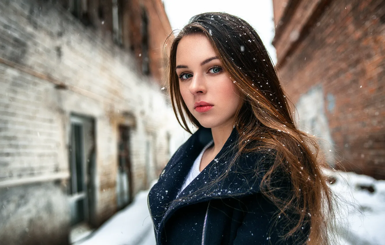 Фото обои снег, губки, прелесть, Валерия, Kirill Averyanov