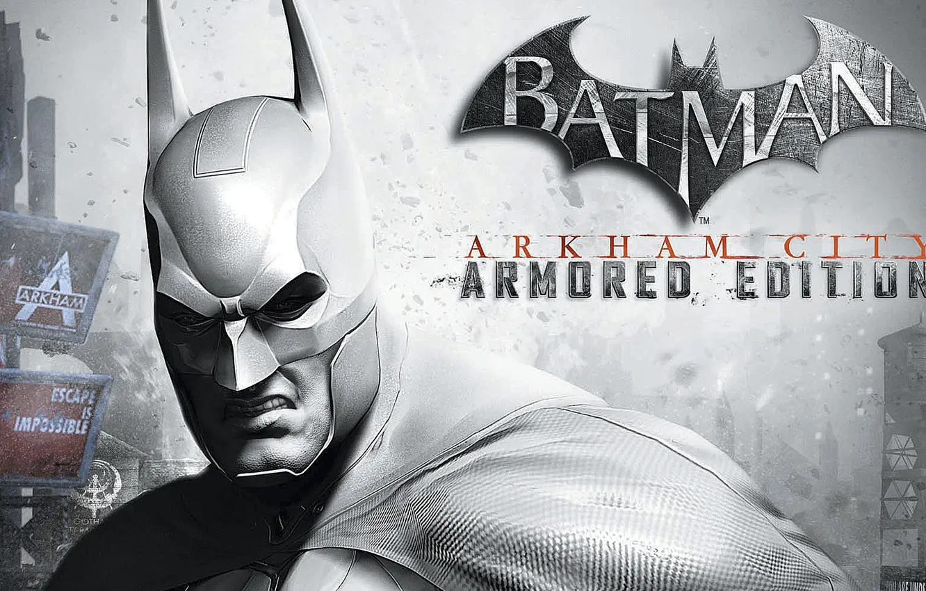 Фото обои город, броня, плащ, Batman: Arkham City Armored Edition, Готэм, Бэтмен: Аркхем сити