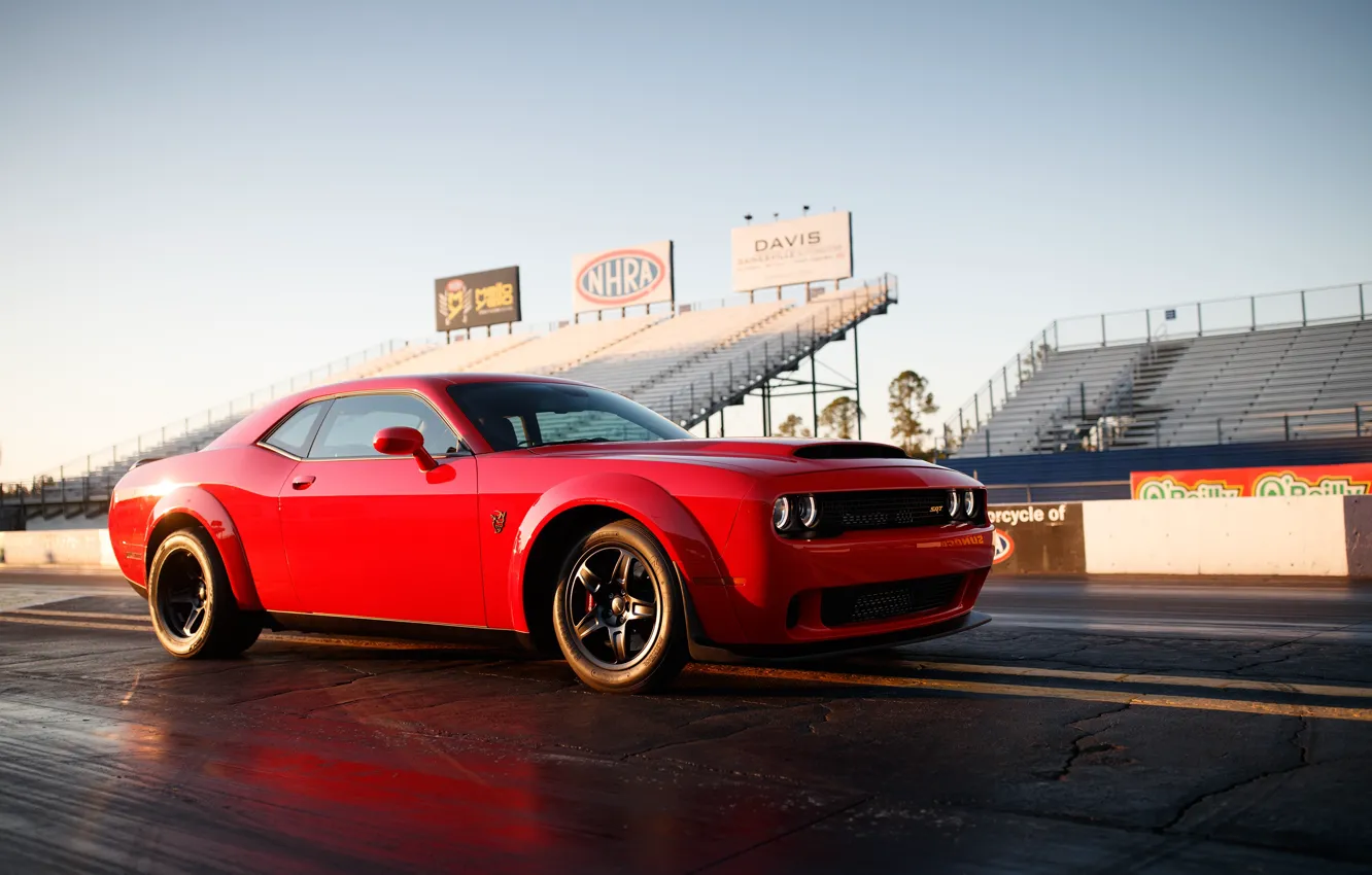 Фото обои Dodge, red, muscle car, Dodge Challenger SRT Demon, Challenger