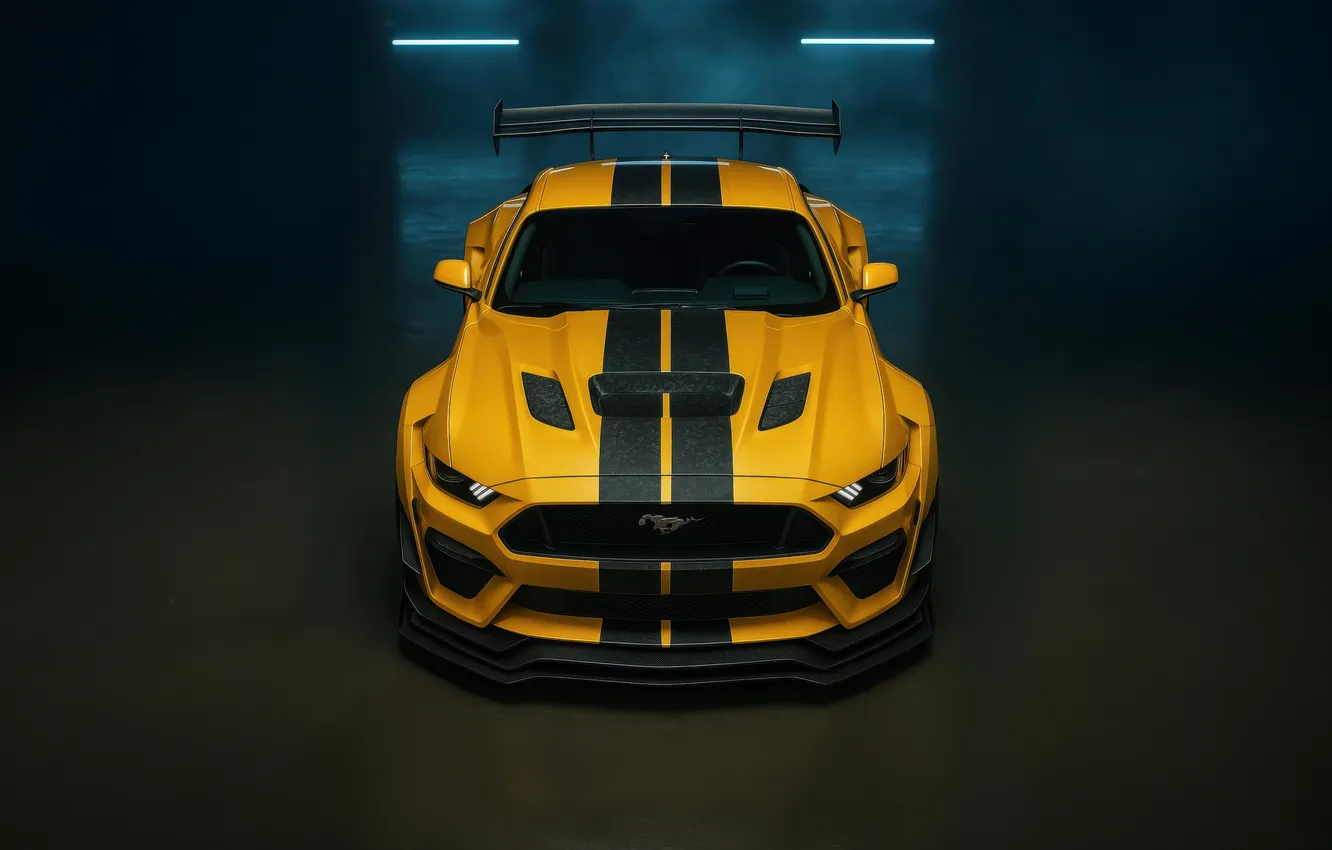 Фото обои Mustang, yellow, muscle car, Ford Mustang Shelby GT500