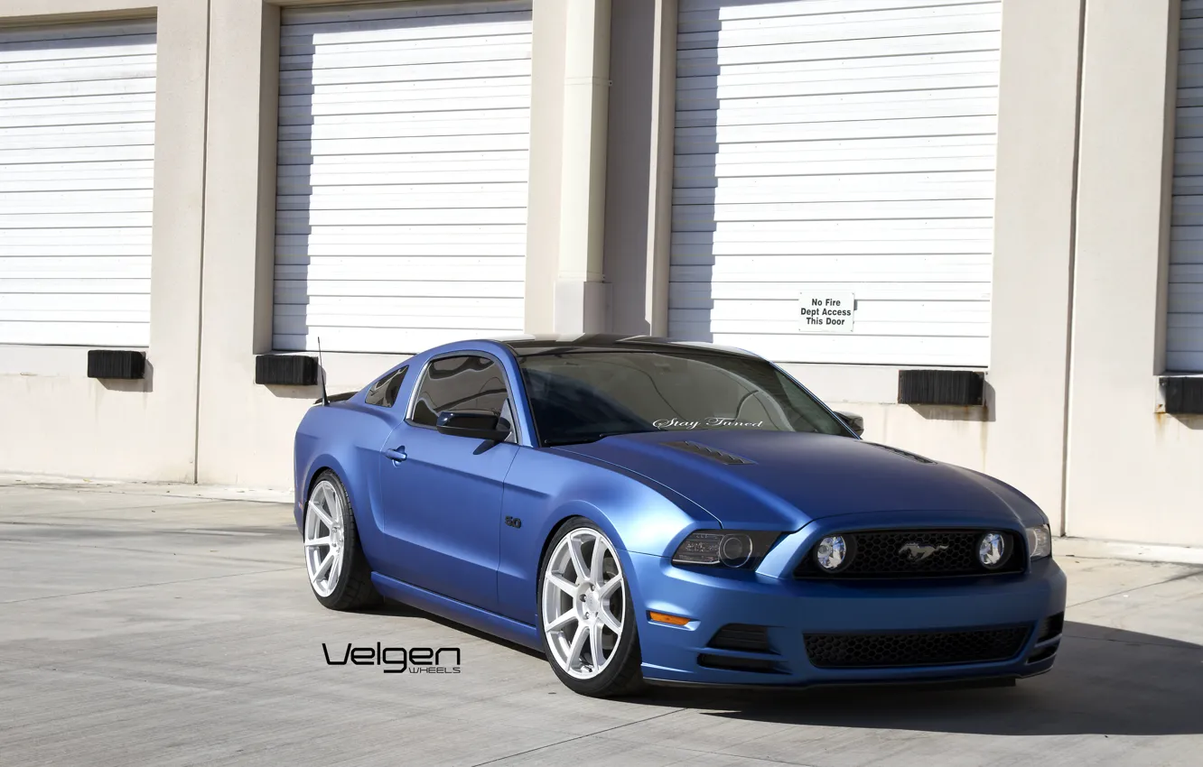 Фото обои Mustang, Ford, Blue, 5.0, Matte, Silver, Wheels, VMB8
