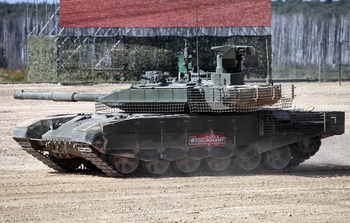 Фото обои Танк, полигон, Основной боевой танк России, Т-90М, модернизированная версия танка, демонстрация боевой техники, «Forum ARMY», …
