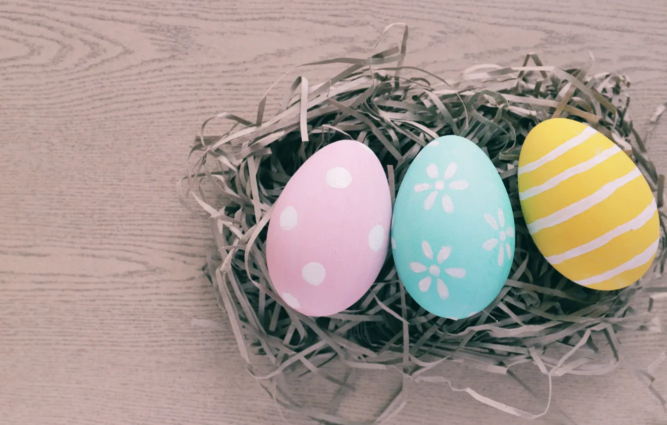 Фото обои яйца, весна, colorful, Пасха, сено, spring, Easter, eggs