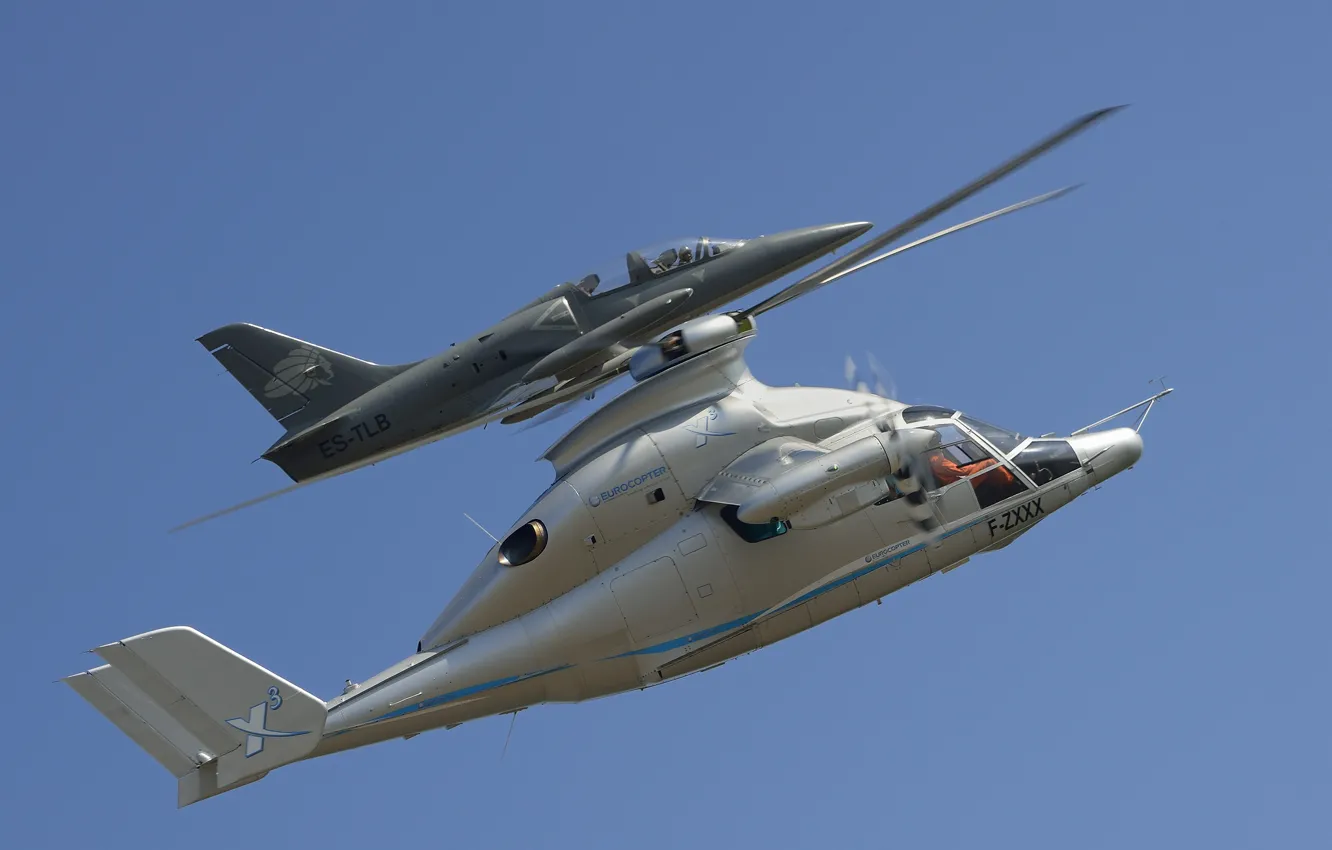 Фото обои полет, вертолёт, самолёт, экспериментальный, учебно-боевой, L-39 Albatros, гибридный, Eurocopter X3
