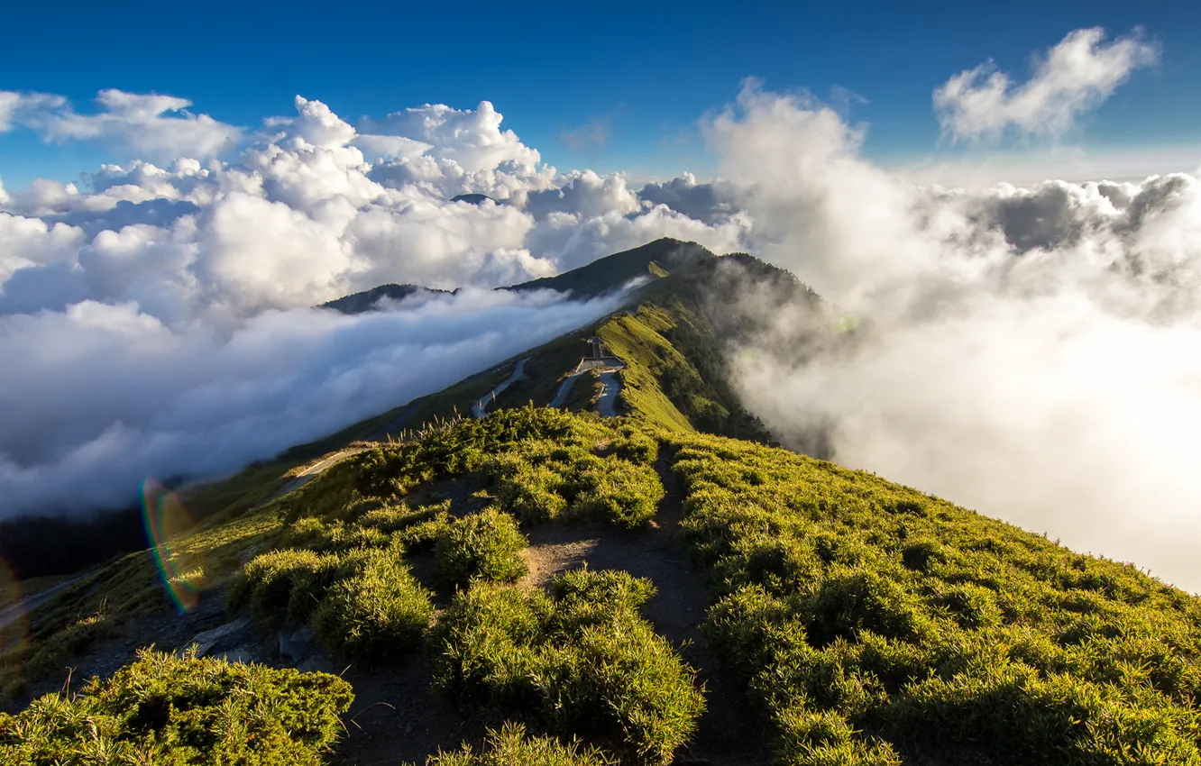 Фото обои sky, cloud, mountain, path