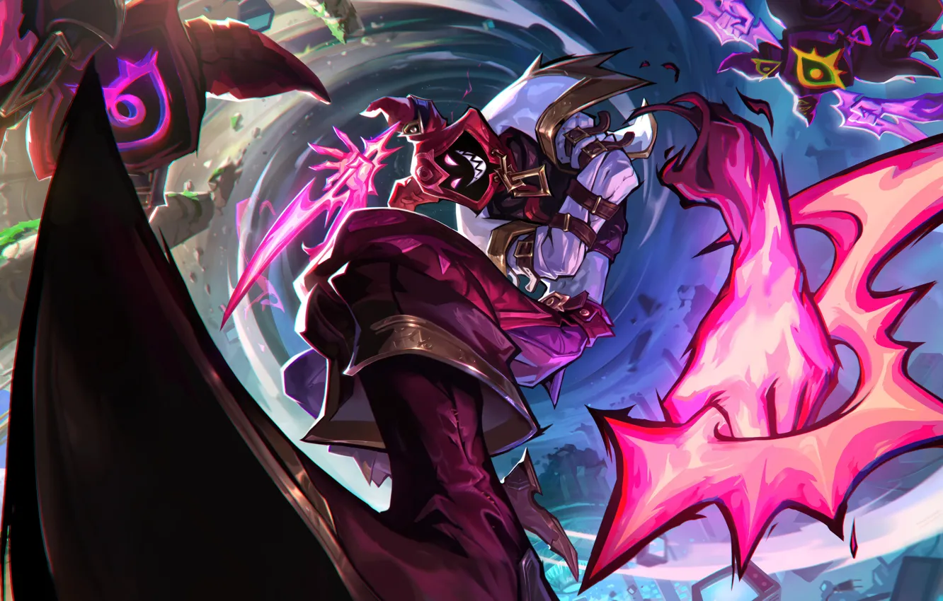 Фото обои улыбка, маска, League of Legends, видеоигры, цифровое искусство, Riot Games, Шако, GZG