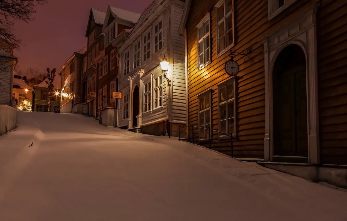 Фото обои зима, улица, Норвегия, Gamlebergen