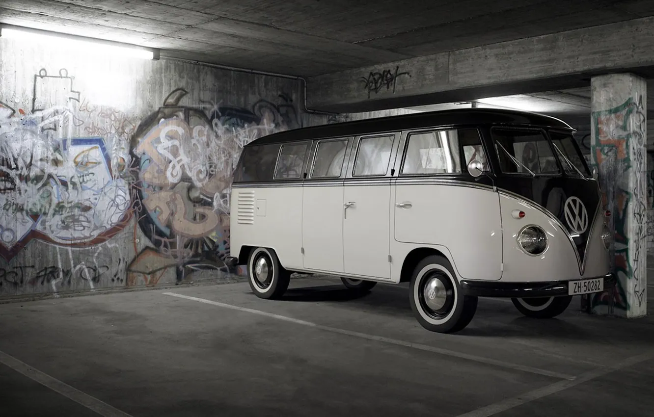Фото обои граффити, гараж, Volkswagen, 158