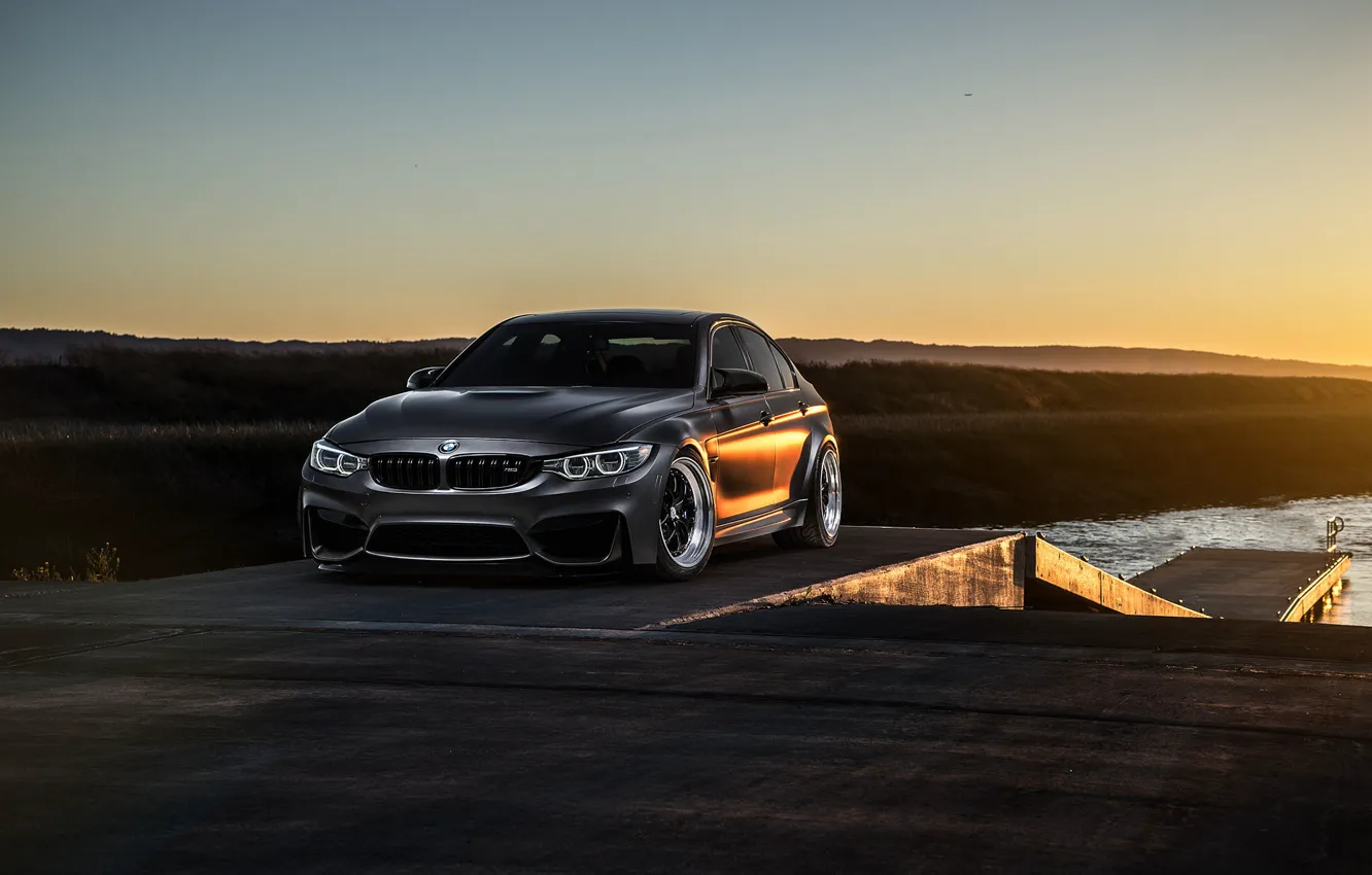 Фото обои BMW, Carbon, Front, Black, Sun, Matte, View, F80