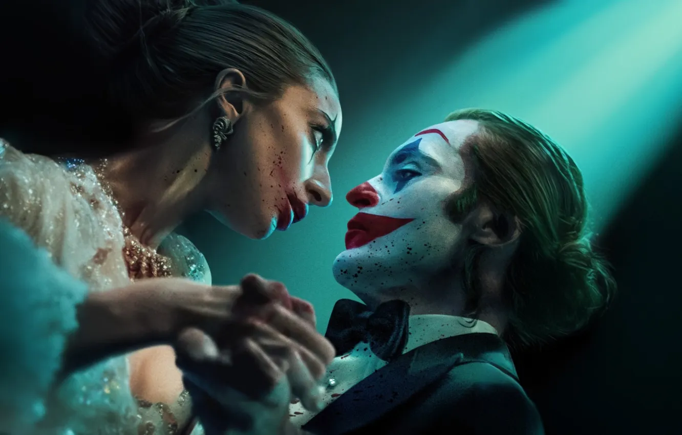 Фото обои девушка, клоун, пара, двое, Леди Гага, Joker: Folie a Deux