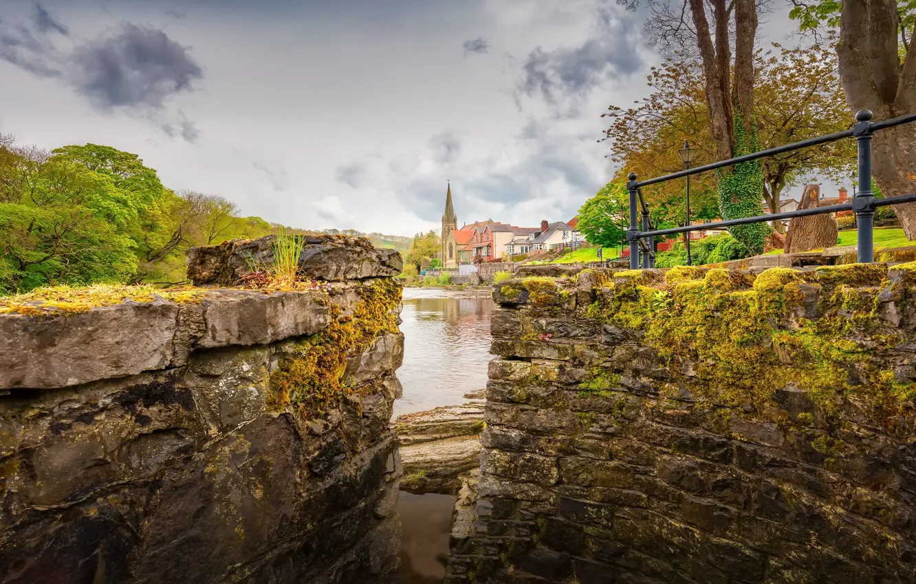 Фото обои park, River View, Llangollen