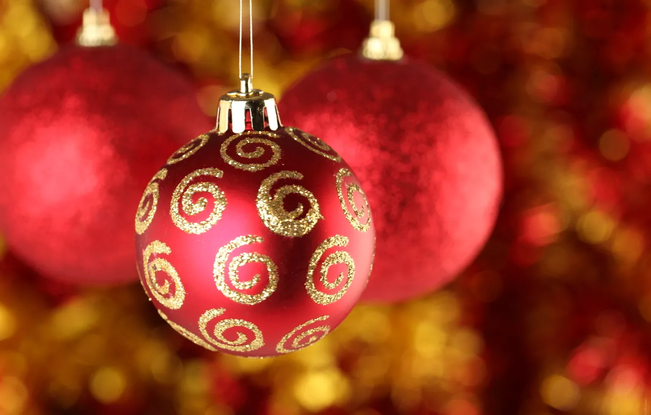 Фото обои шарики, украшения, праздник, Новый Год, Рождество, Christmas, New Year