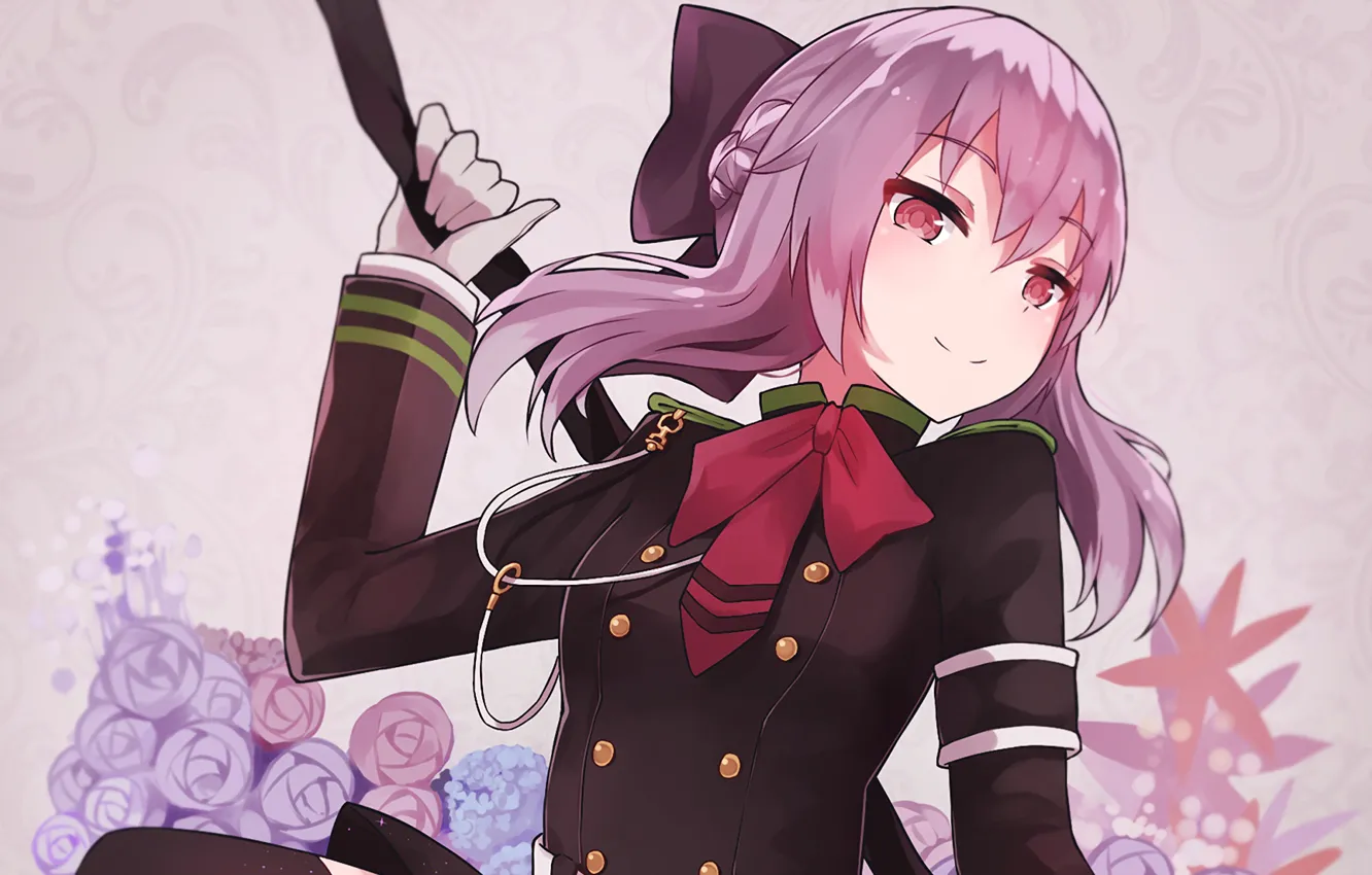 Фото обои взгляд, девушка, улыбка, Owari no Seraph, Последний серафим