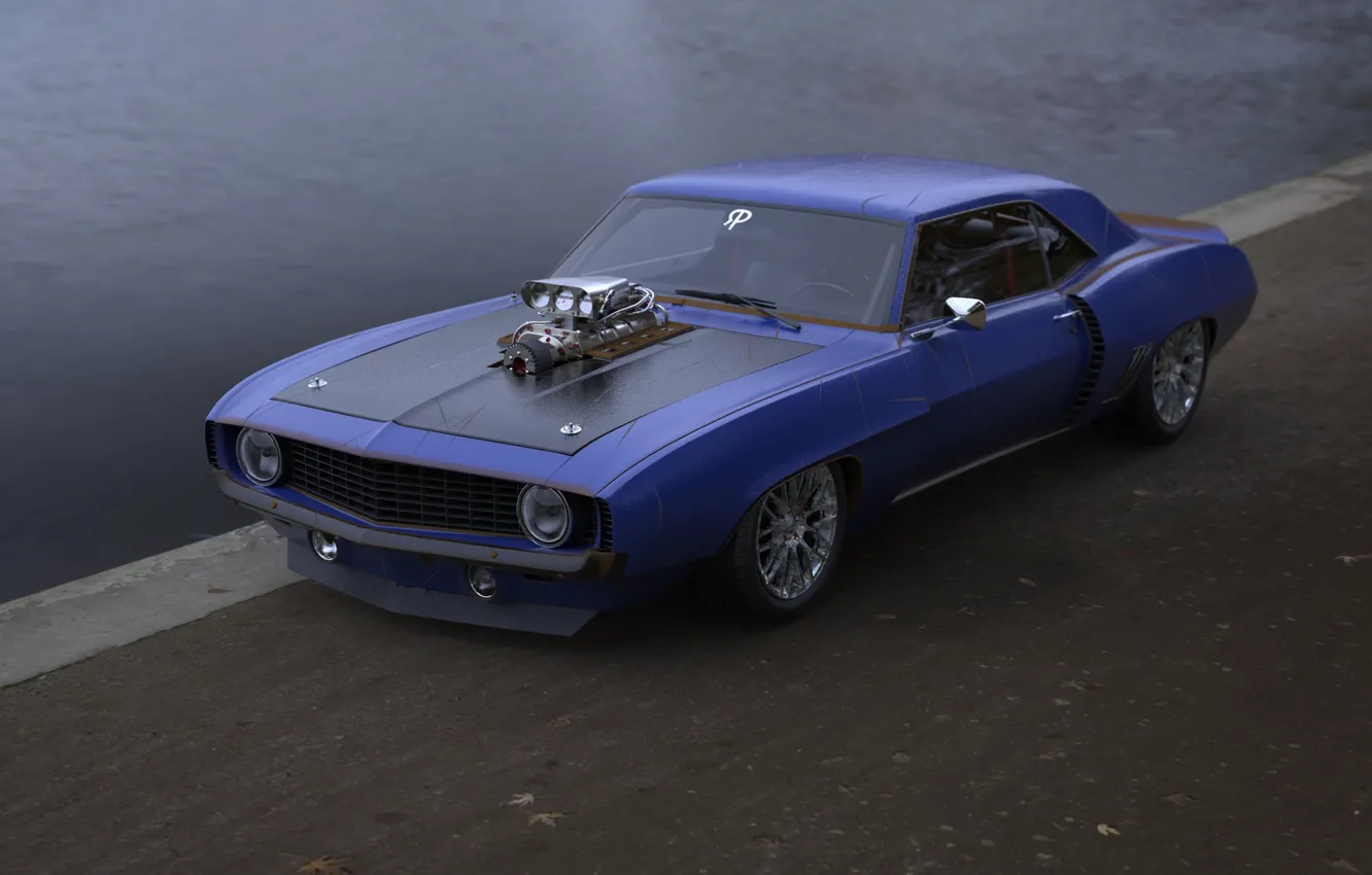 Фото обои машина, авто, рендеринг, Camaro, camaro ss, Concept Art, маслкар, Transport & Vehicles