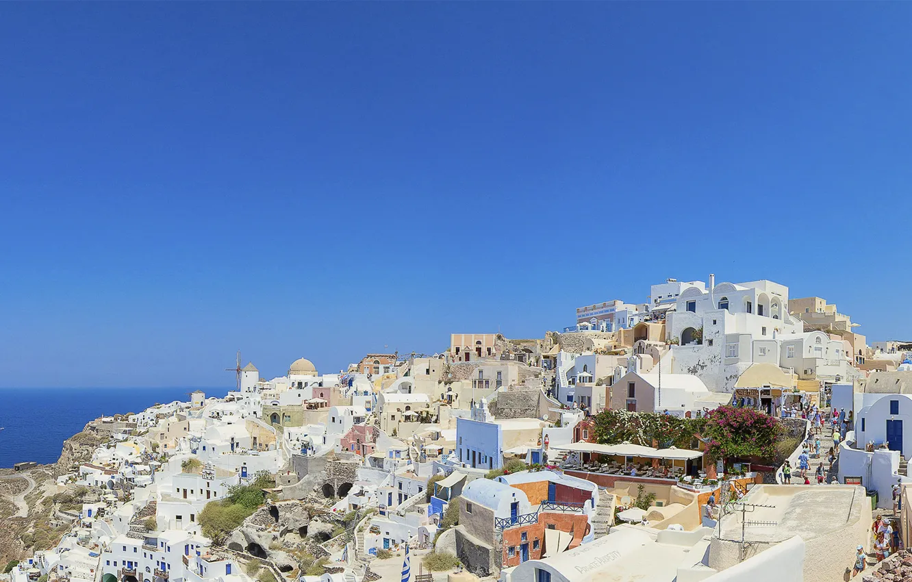 Фото обои море, острова, остров, Санторини, Греция, Santorini, Greece