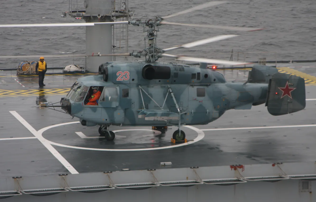 Фото обои палуба, вертолёт, ВМФ России, Ка-29