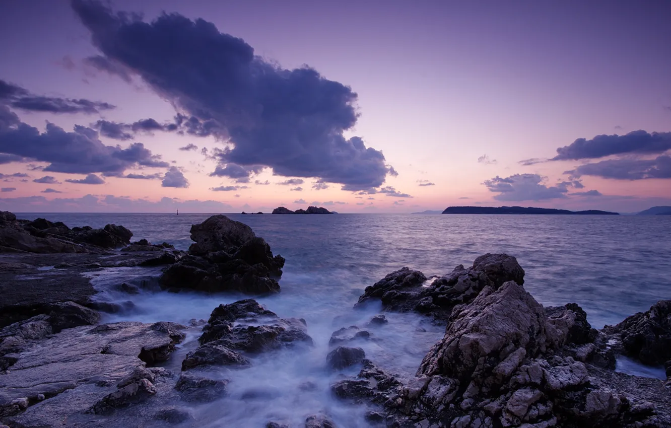 Фото обои море, закат, дубровник, хорватия