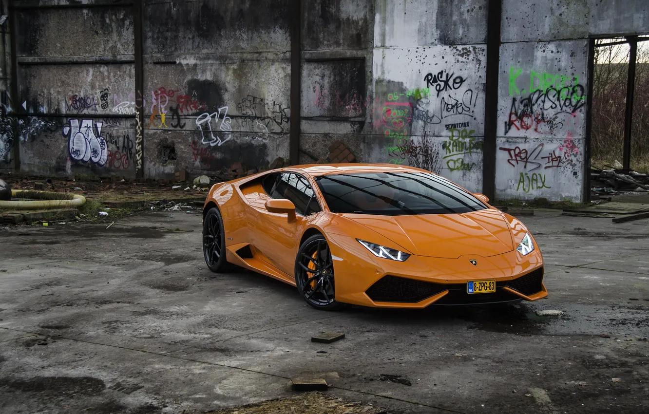 Фото обои Lamborghini, Orange, Huracan, LP610-4