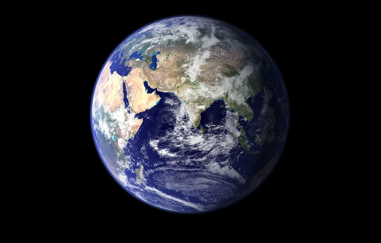 Фото обои космос, планета, Земля, восточное полушарие