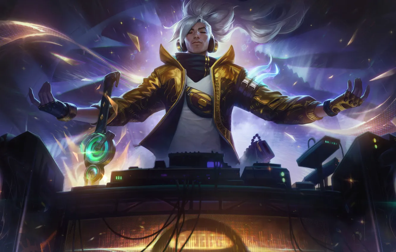Фото обои игра, game, character, жест, диджей, персонаж, League of Legends, закрытые глаза