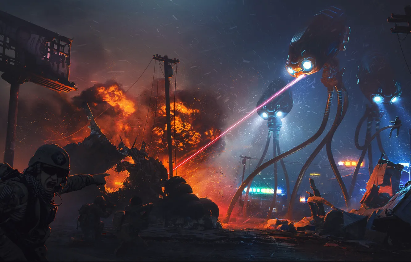 Фото обои War of the Worlds, Война миров, научная фантастика, Alex Nice, вторжение пришельцев