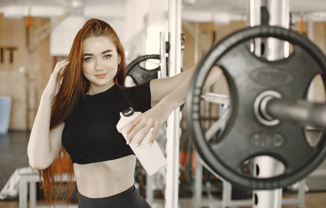 Фото обои woman, power, strength, workout, leaning, barbell