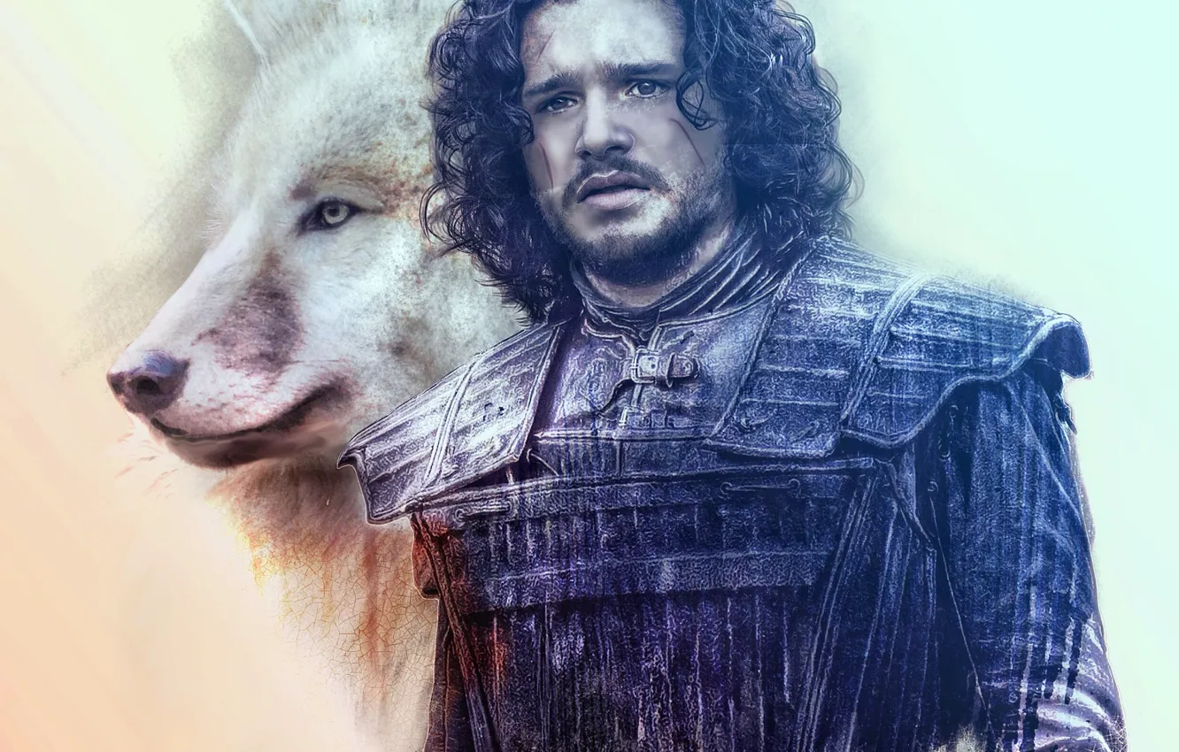 Фото обои коллаж, волк, арт, мужчина, Игра Престолов, Game of Thrones