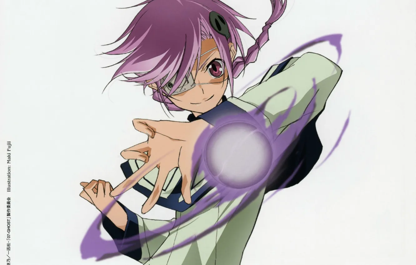 Фото обои магия, руки, косички, вихрь, повязка, серый фон, челка, 07-Ghost