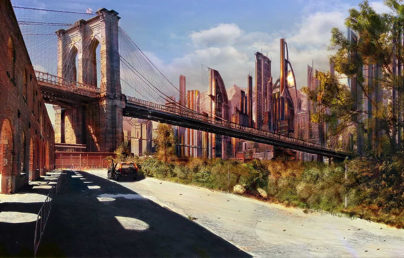 Фото обои Будущее, Бруклин, Рисованая