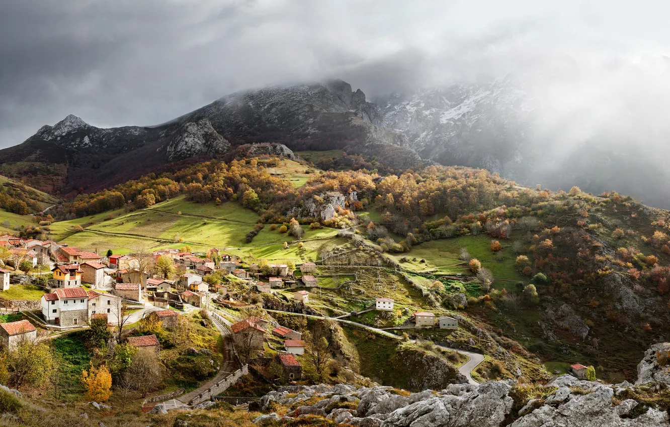 Фото обои Облака, Горы, Европа, Испания, Spain, Europa, Asturias, Астурия