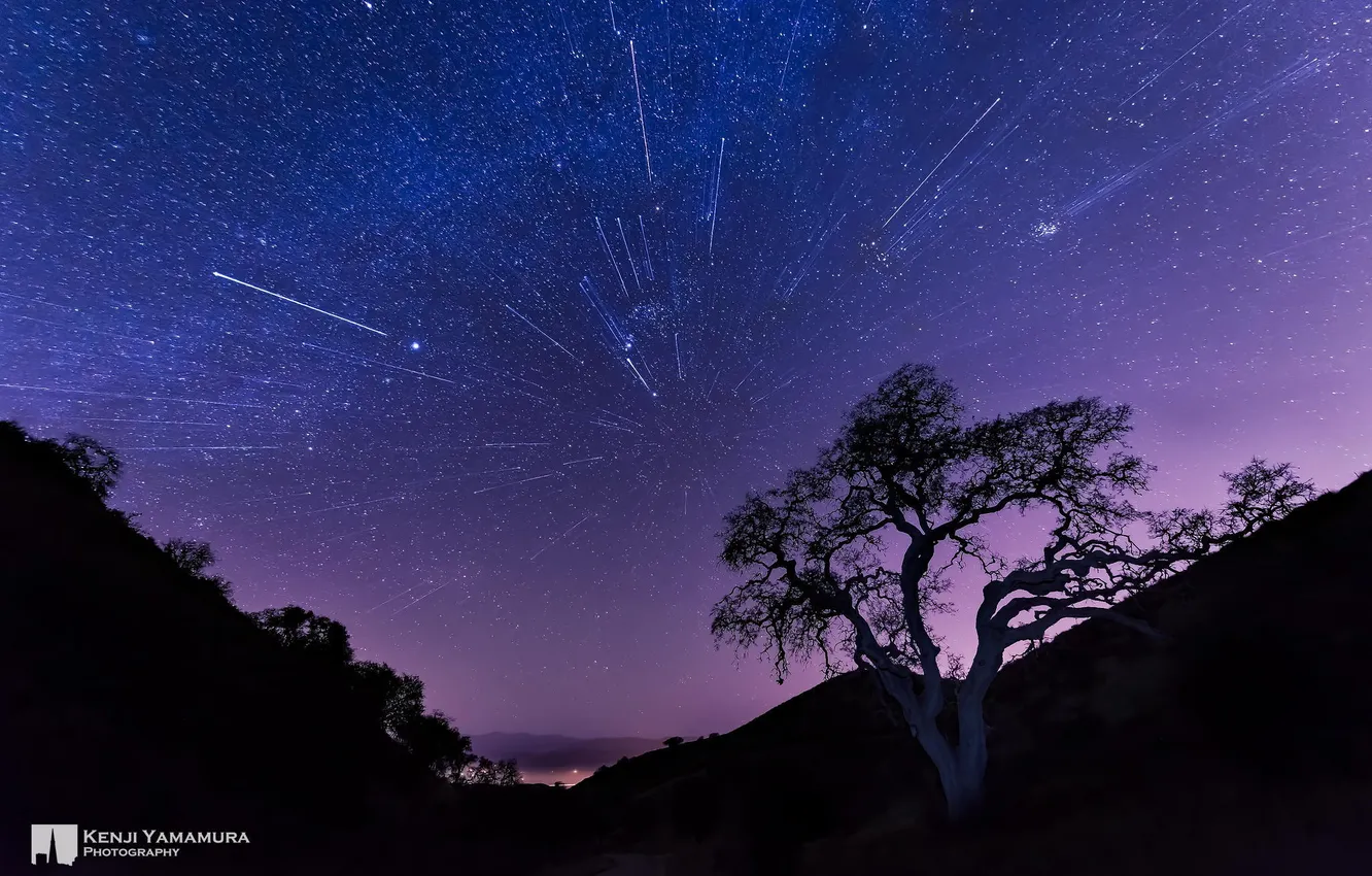 Фото обои горы, выдержка, photographer, Kenji Yamamura, ночь. звезды