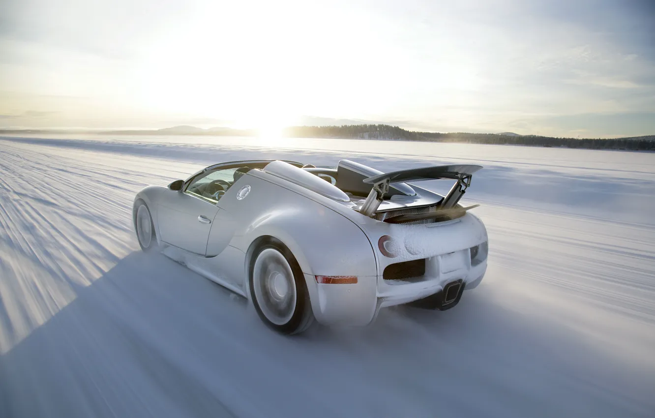 Фото обои зима, скорость, Bugatti, Veyron, бугатти, winter, speed, вейрон