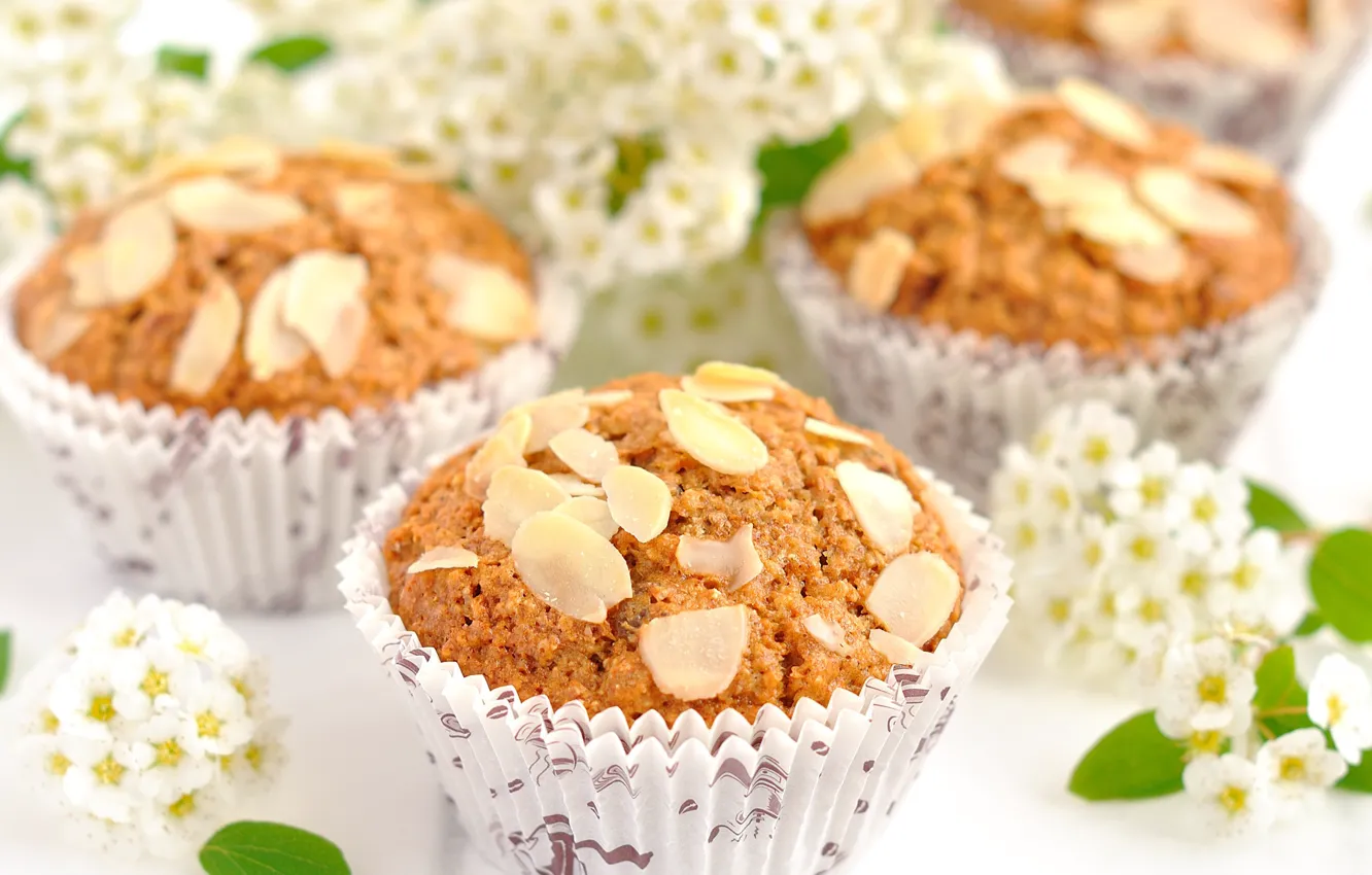 Фото обои выпечка, кексы, яблоневый цвет