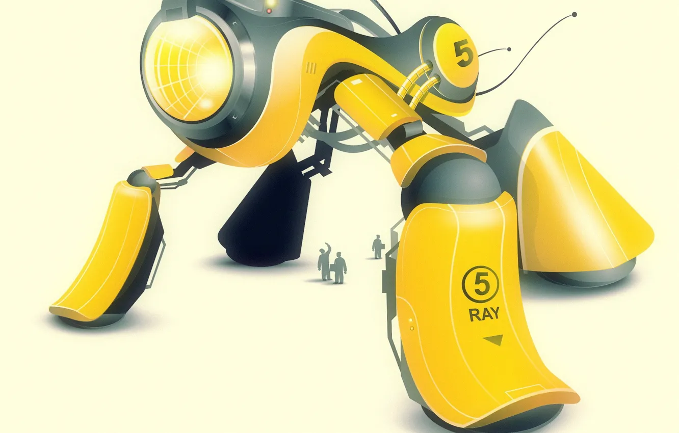 Фото обои желтый, робот, вектор