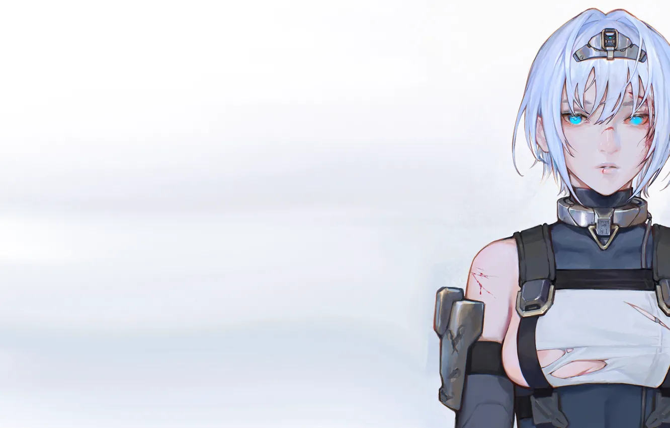Фото обои girl, hot, boobs, anime, short hair, pretty, battle, breasts